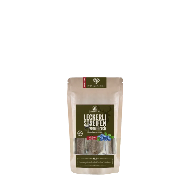 Lakefields Trockenfleischstreifen Wild für Hunde – Natürlicher Premium Hundesnack