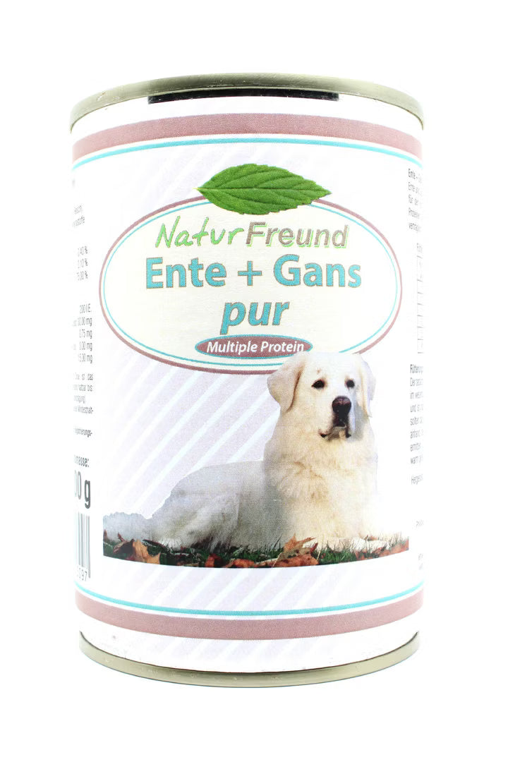 NaturFreund Ente + Gans pur – Getreidefrei Nassfutter für Hunde mit Ente & Gans