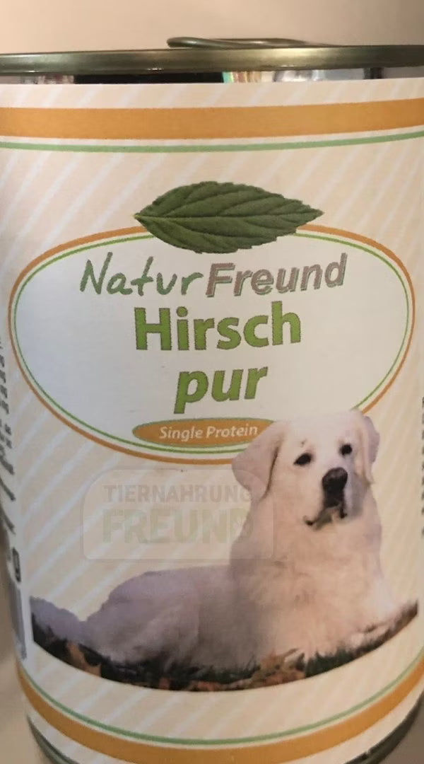 Freund Hirsch pur – Nassfutter für Hunde mit 70 % Hirsch