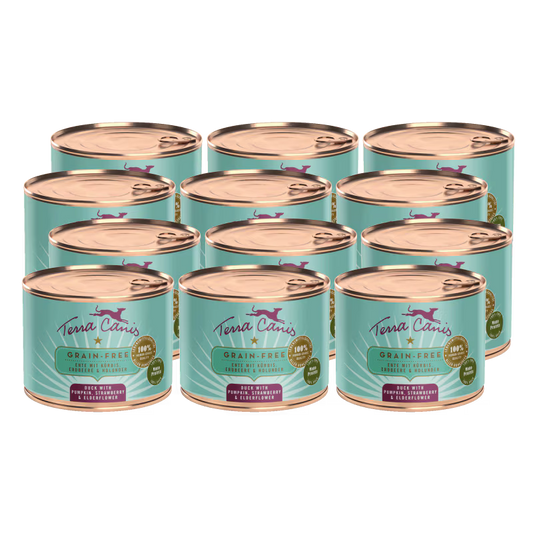 Terra Canis Menü  -Getreidefrei- Ente mit Kürbis, Erdbeeren und Holunder