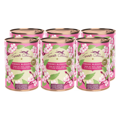 Terra Canis Menü Flower Menü Cherry Blossom / Huhn mit Reis, Sesam und feinem Kirschpüree