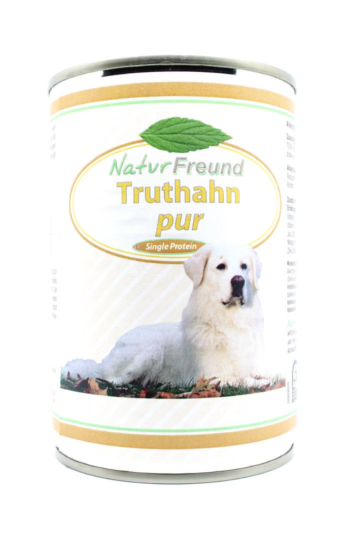 NaturFreund Truthahn pur – Fettarmes Nassfutter für Hunde mit 70% Truthahn