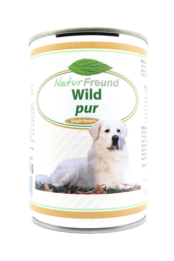 NaturFreund Wild pur – Hochwertiges Nassfutter für Hunde mit 70% Wildfleisch