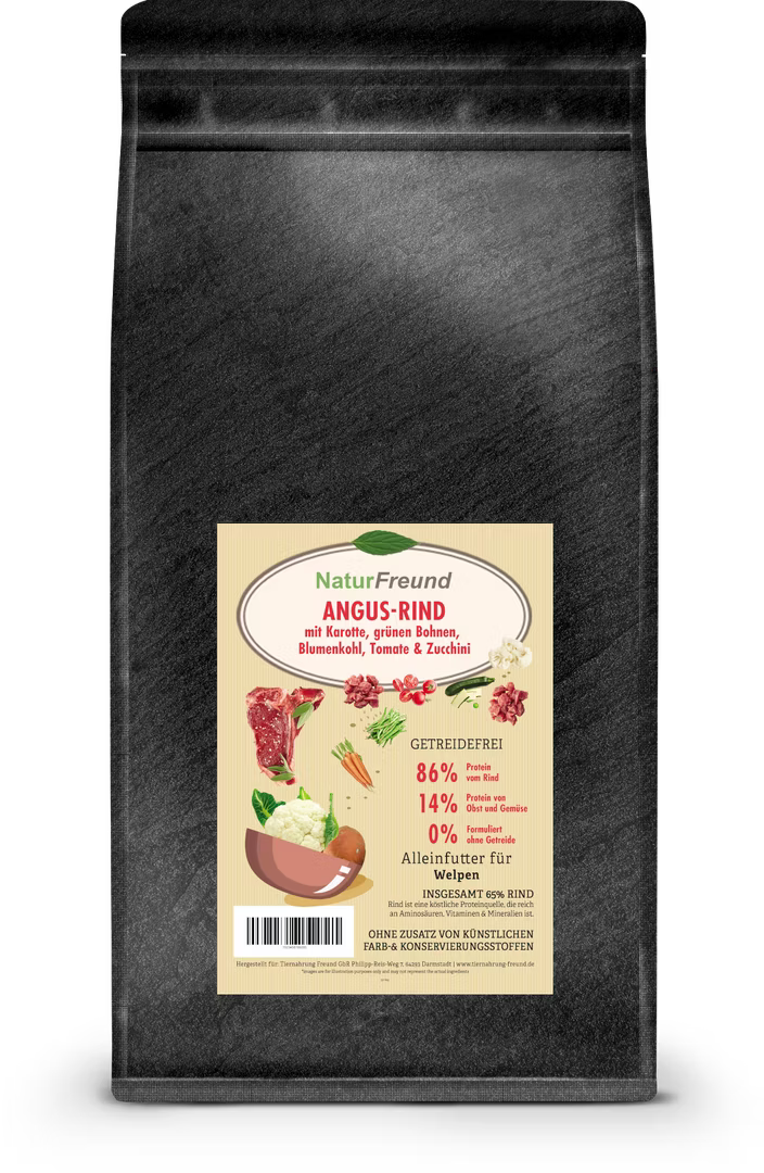 NaturFreund SUPERFOOD Welpen Angus-Rind mit Karotte und grünen Bohnen