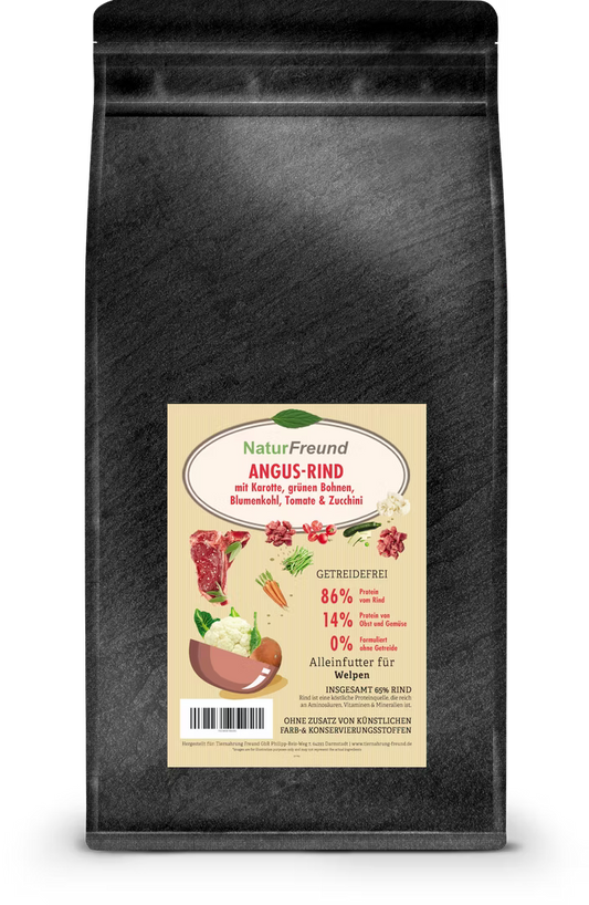 NaturFreund SUPERFOOD Welpen Angus-Rind mit Karotte und grünen Bohnen