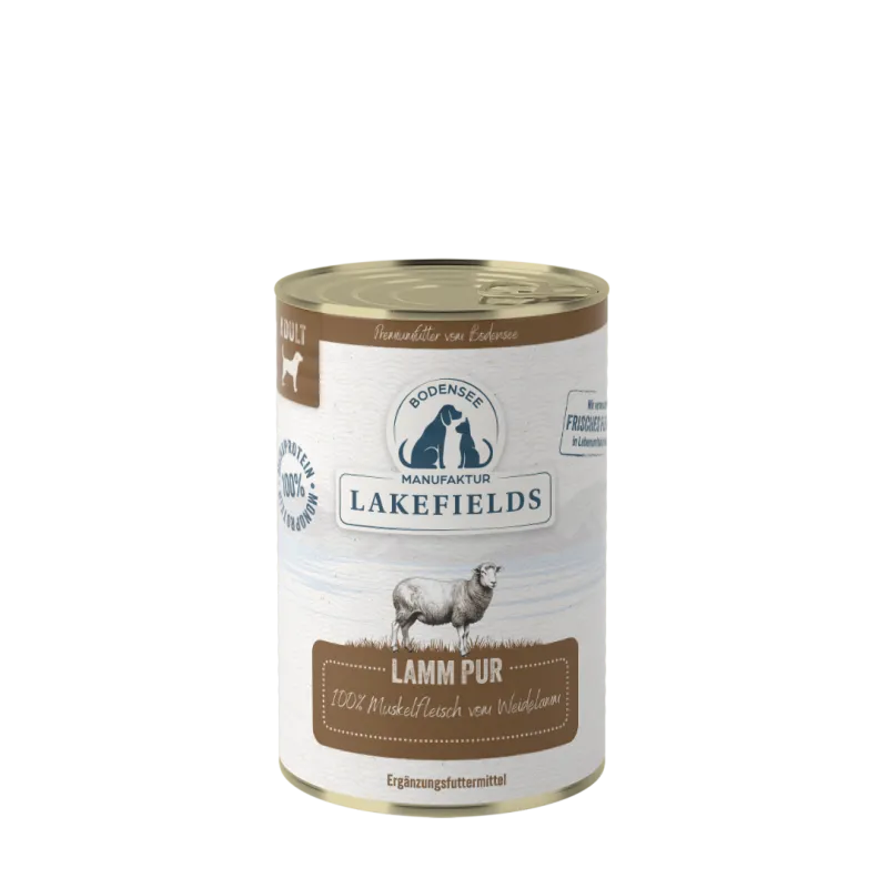 Lakefields WEIDELAMM PUR Ergänzungsfutter – 100% Lamm Muskelfleisch für Hunde