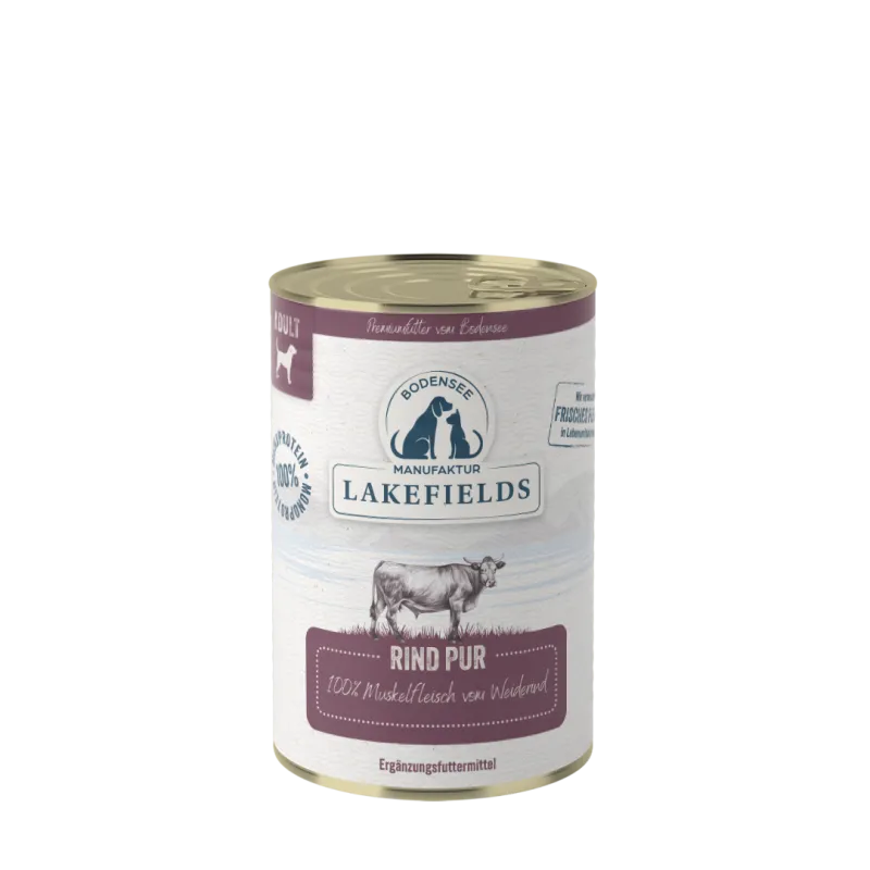 Lakefields WEIDERIND PUR Ergänzungsfutter – 100% Rind Muskelfleisch für Hunde