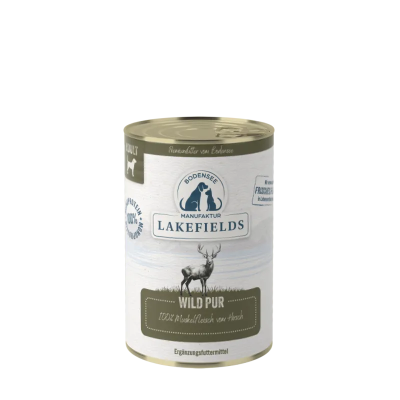 Lakefields WILD PUR Ergänzungsfutter Hund – 100% Hirsch Muskelfleisch Getreidefrei