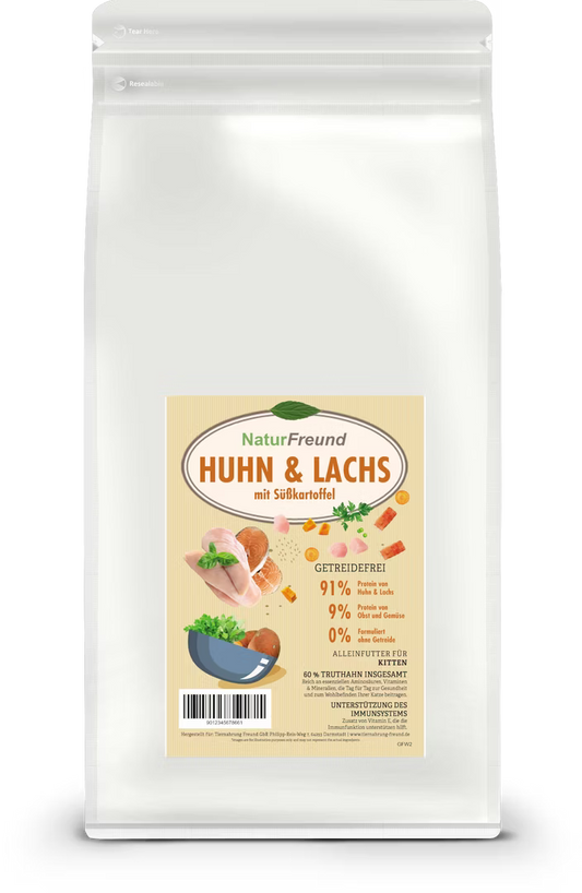 NaturFreund Kitten Huhn und Lachs mit Süßkartoffeln 300g