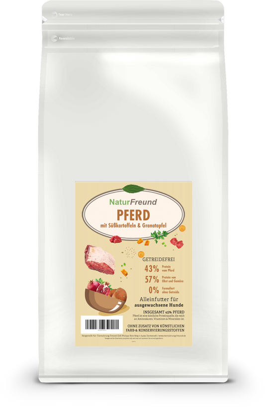 NaturFreund Pferd mit Süßkartoffeln & Granatapfel - Die-Fell-Nasen.com