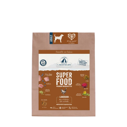 Lakefields SUPERFOOD Premium Landhuhn Komplettmenü für Kleine Hunde – Getreidefrei