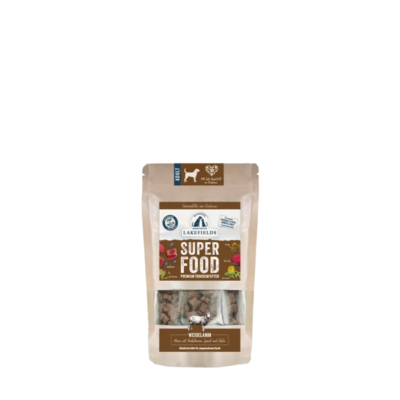 Lakefields SUPERFOOD Premium Weidelamm Komplettmenü – Getreidefrei Trockenfutter für Hunde