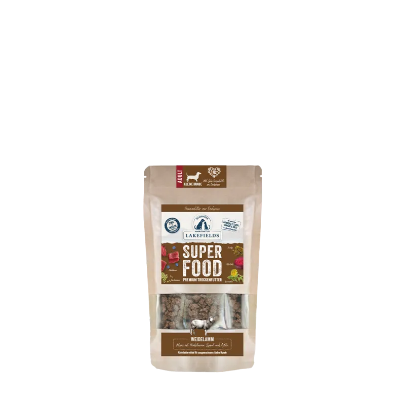Lakefields SUPERFOOD Premium Weidelam Compleetmenu voor Kleine Honden – Graanvrij & Natuurlijk