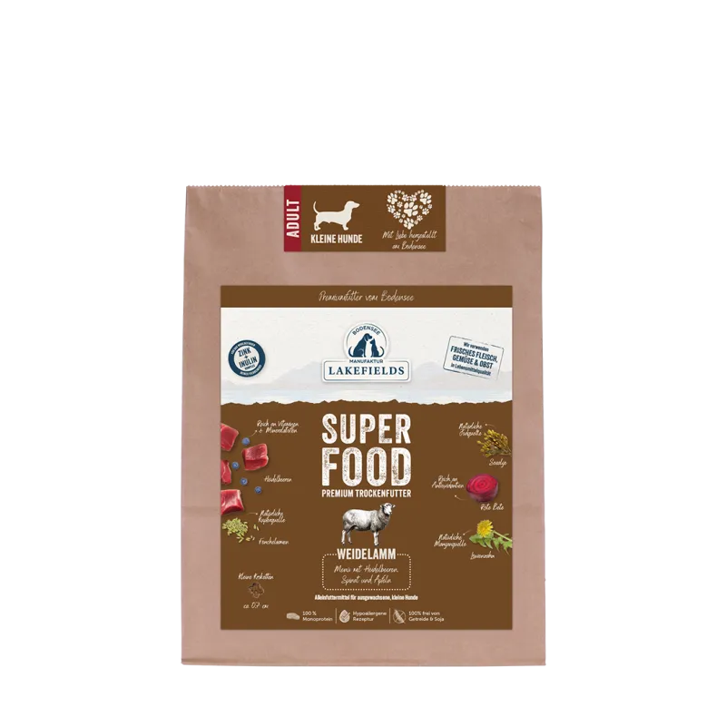 Lakefields SUPERFOOD Premium Weidelam Compleetmenu voor Kleine Honden – Graanvrij & Natuurlijk