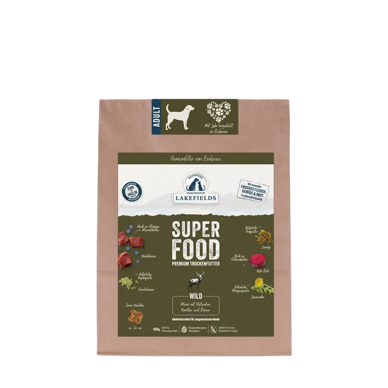 Lakefields SUPERFOOD Premium Hirsch Komplettmenü – Getreidefrei Trockenfutter für Hunde
