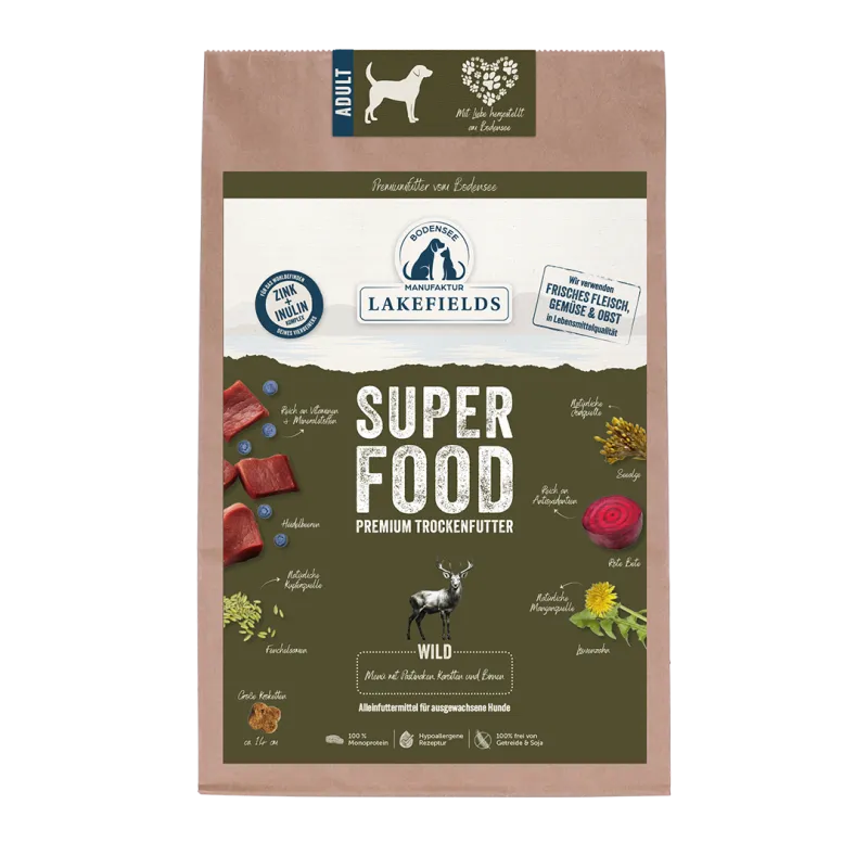 Lakefields SUPERFOOD Premium Hirsch Komplettmenü – Getreidefrei Trockenfutter für Hunde